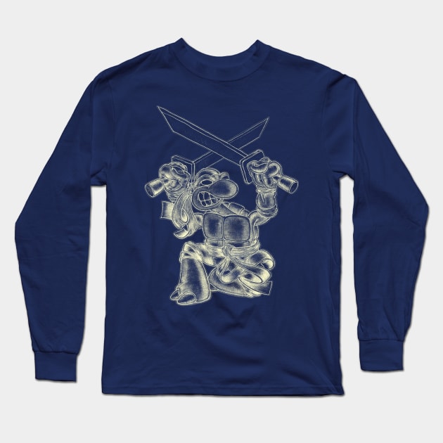 Ninja Turtle - White on Dark Long Sleeve T-Shirt by Ricardo77